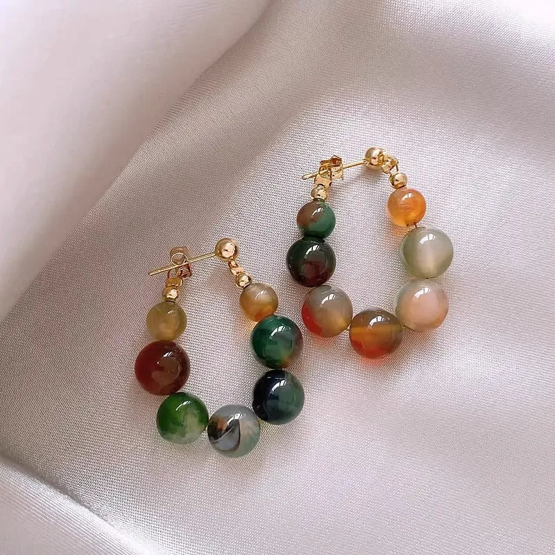 Boucles D'oreilles Pendantes Vintage - Style Bohème Avec Pierres Vertes Et Strass - Sans Marque