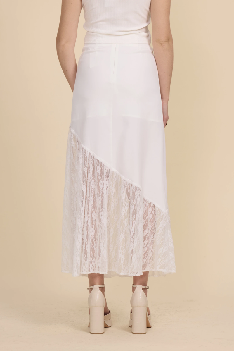 Jupe longue en polyamide couleur blanc