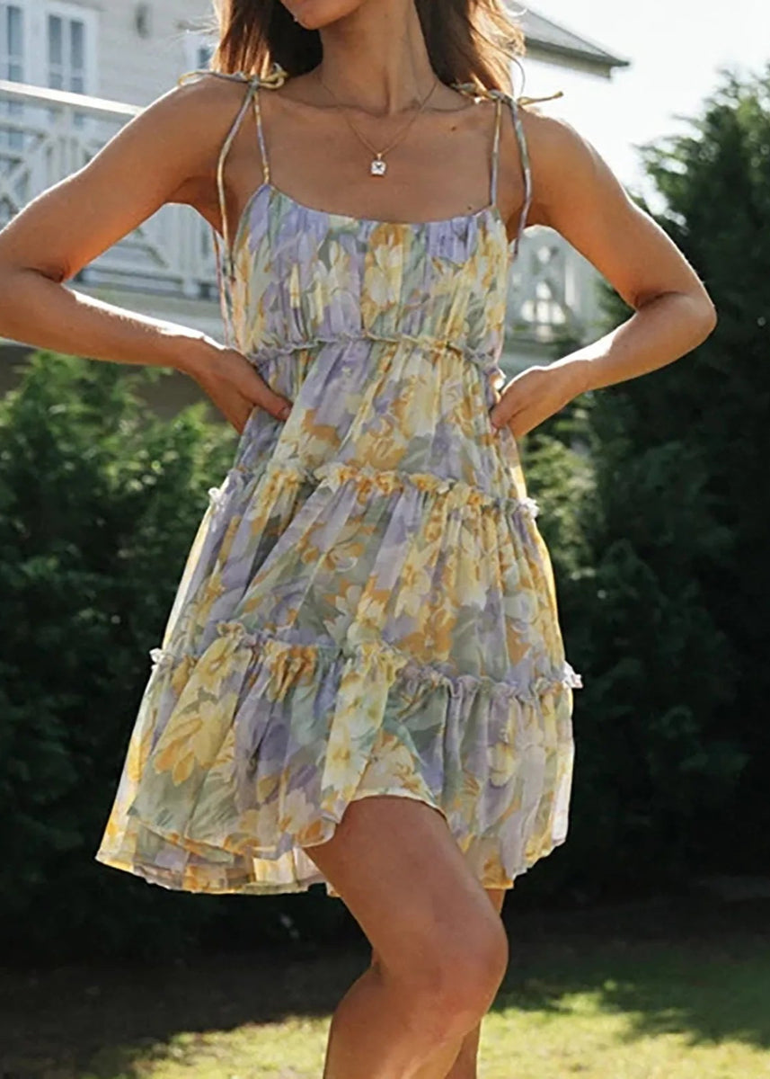 Women's Floral Spaghetti Strap Summer Casual Dress Bohemian Style Beac ...