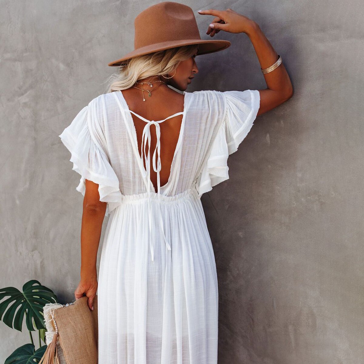 white bohemian dress amazon Boho Amazone Robe Boheme Ladies Dresses Cotton Maxi Midi Dress Maxi Dress Amazon Louis Denim Midi Dress Edikted Shredded Backless Halter Dress Style:Without Slit flutter sleeves