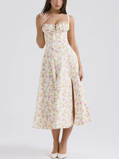 Robe corset d’été longue élégante Beige