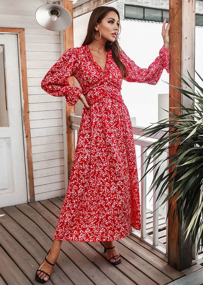 Robe longue de printemps manches longues