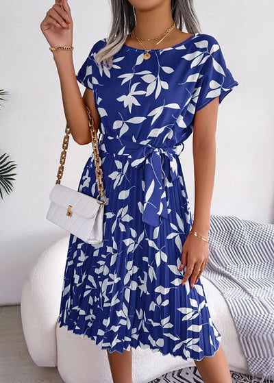 Robe plissée bleu roi bohème