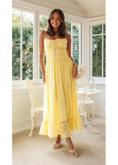 Robe mousseline jaune