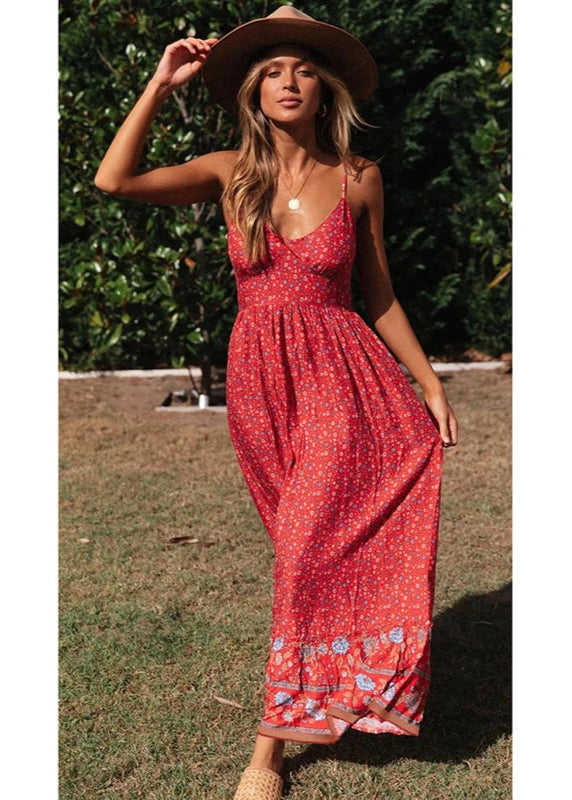 Robe Longue Bohème Rétro à Col V Et Manches Longues - Style Western, Médiéval, Hippie - Grande Taille - Pour Fête, Plage, Vacances