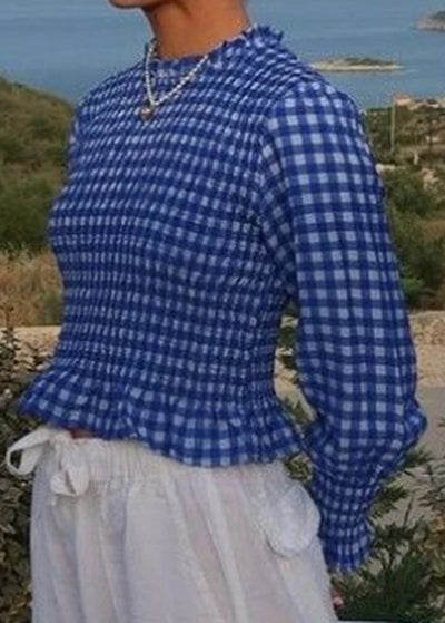 Blouse Vichy Bleue pour Femme
