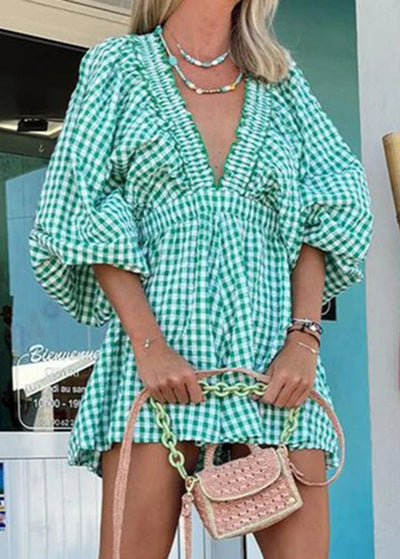 Robe Vichy Verte pour Femme