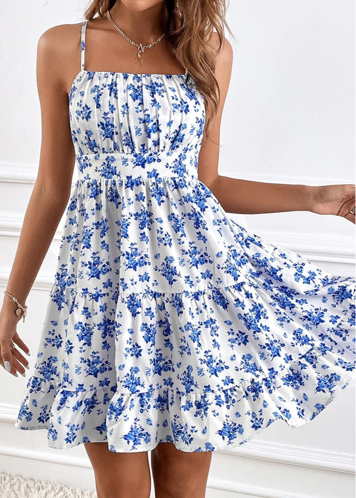 blue boheme dress Baby Blue Boho Midi Dress main image 0