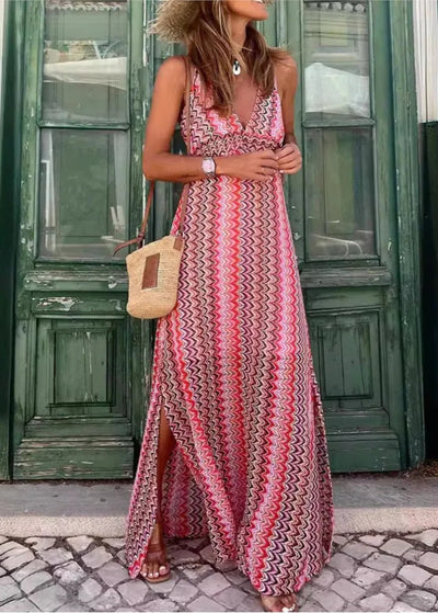 Robe de plage style bohème rose