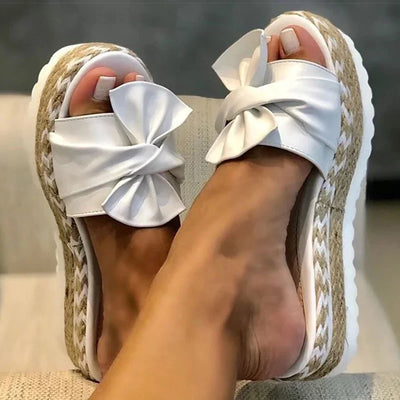 Sandales Plateforme avec Nœud blanc