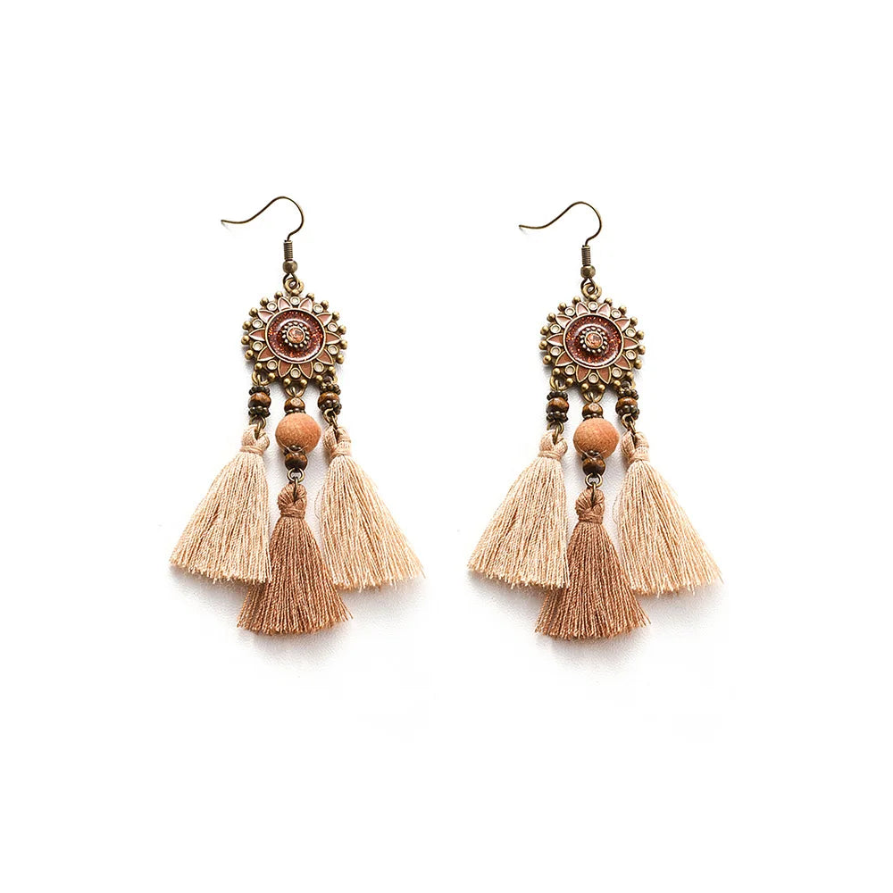 Boucles D'oreilles Rectangulaires En Bois - Bijoux Ethniques Bohèmes Artisanaux - Dormeuses