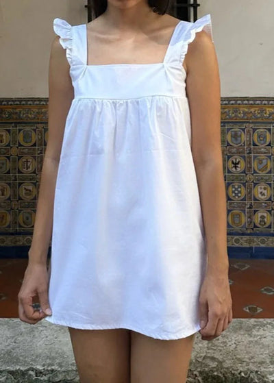 short white infinity dress Lulus Women's Sleeveless Pleated Ruffle Mini Dress, White, Large
