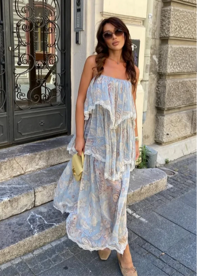 Robe volants bustier pour femme