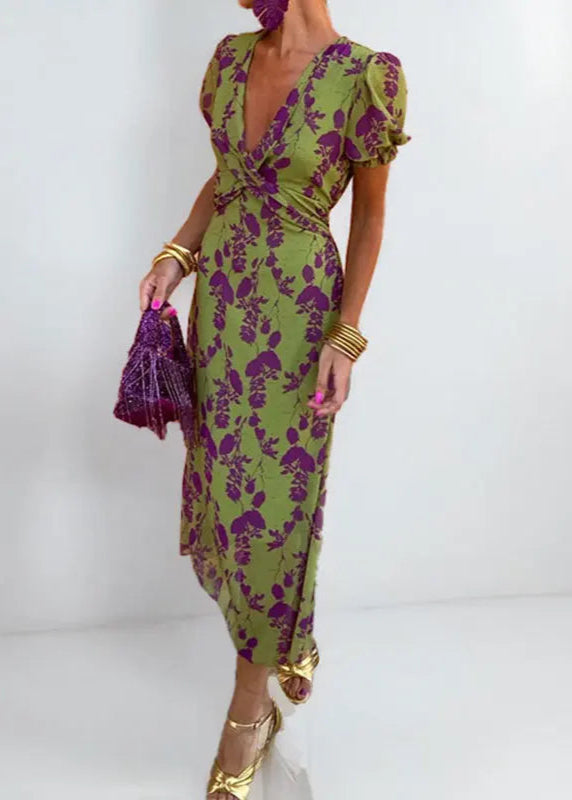 Green and Purple Floral Boho Dress – Bohème Infinity