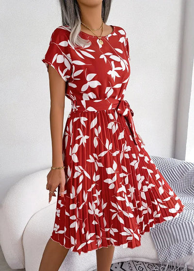 Robe plissée rouge bohème