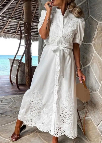 Robe longue chemise avec dentelle