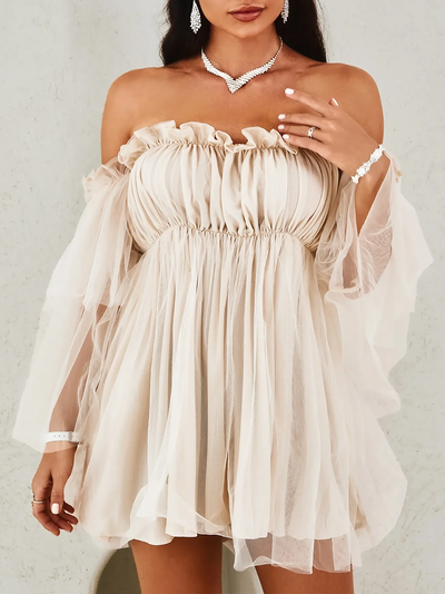 Robe bustier beige manches longues