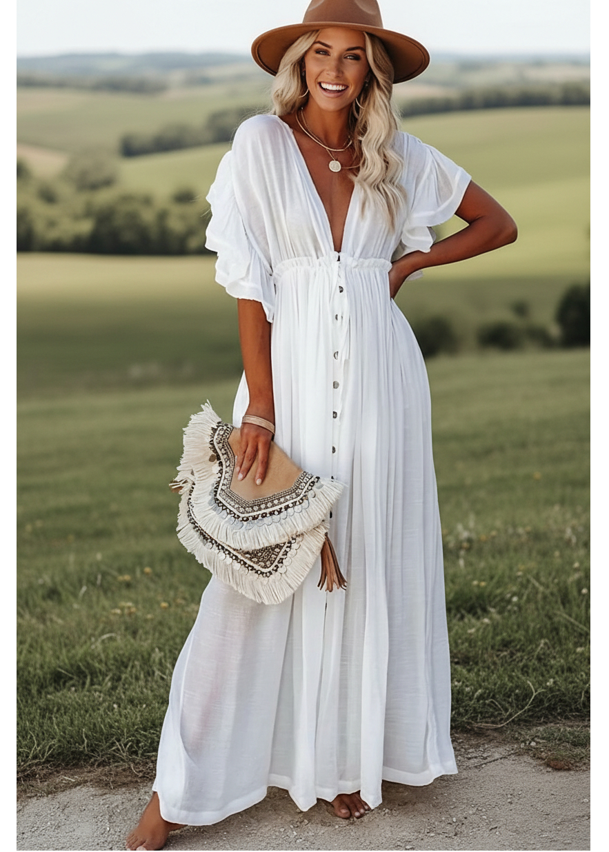 Long White Hippie Dress