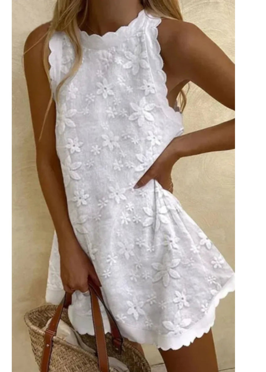 White Embroidered Flower Dress – Bohème Infinity