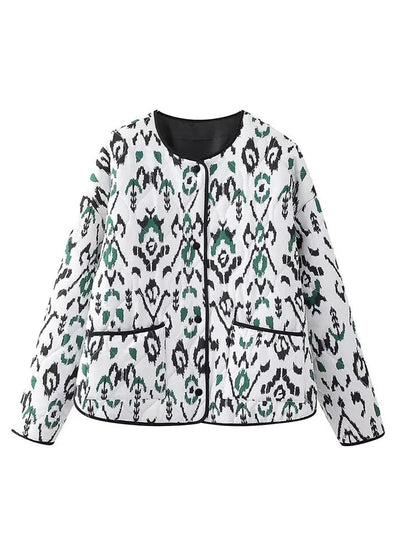 Veste pour femme style vintage blanc vert
