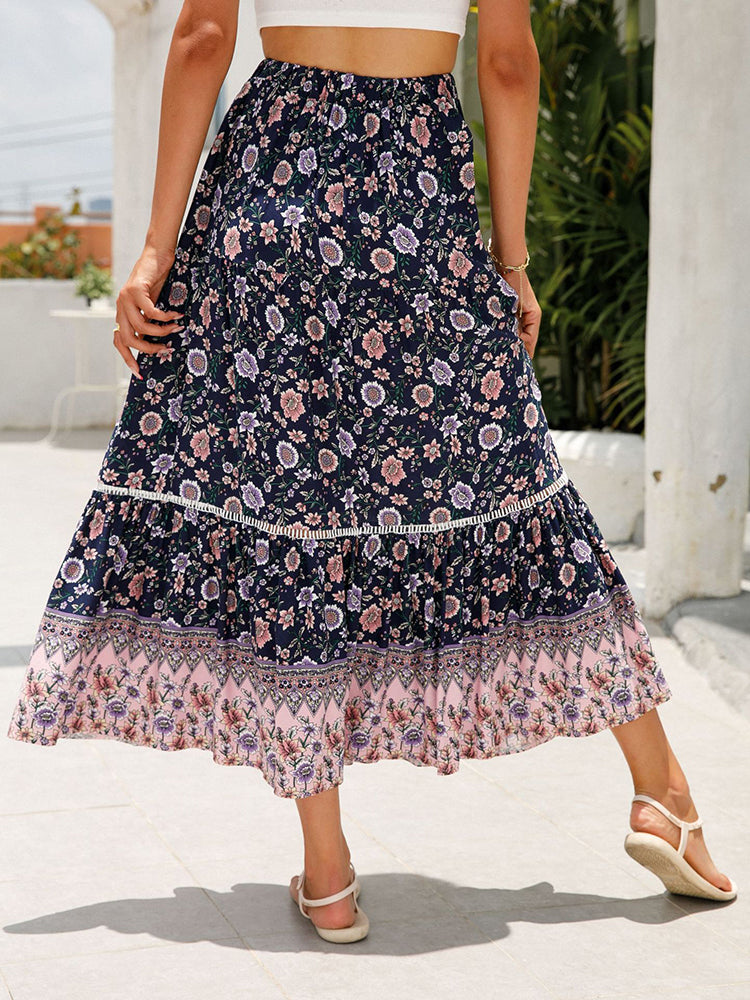 Jupe longue en mousseline de soie pivoine fleurie - Boutique de Mode Bohème Chic, Indie et Romantique Jupe longue en mousseline de soie pivoine fleurie - Boutique de Mode Bohème Chic, Indie et Romantique